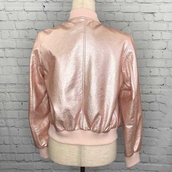 FOREVER 21 Rose Gold Bomber Jacket sz S - Picture 5 of 8